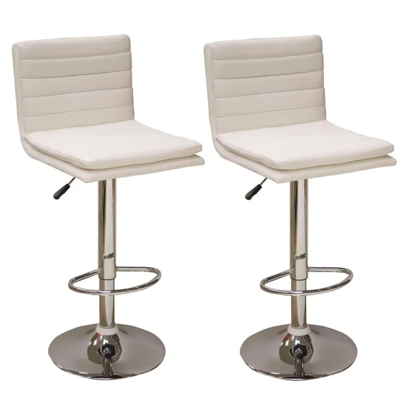 AmeriHome BS43WSET Modern Ripple Back Bar Stool – 2 Piece White