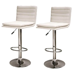 AmeriHome BS43WSET Modern Ripple Back Bar Stool – 2 Piece White - view 2