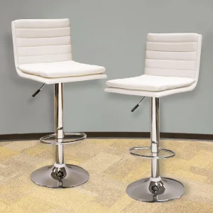 AmeriHome BS43WSET Modern Ripple Back Bar Stool – 2 Piece White - view 3