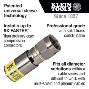 Klein VDV812612 Universal F Compression Connectors RG6/6Q 50-Pack - view 2