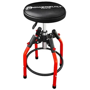 Powerbuilt 240375 Swivel Shop Stool, Padded Garage Seat, Gas Spring