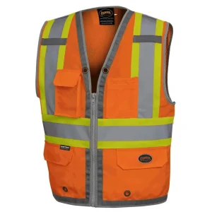 Pioneer High Visibility Surveyor Safety Vest, Orange, Unisex (V1010250U-M)