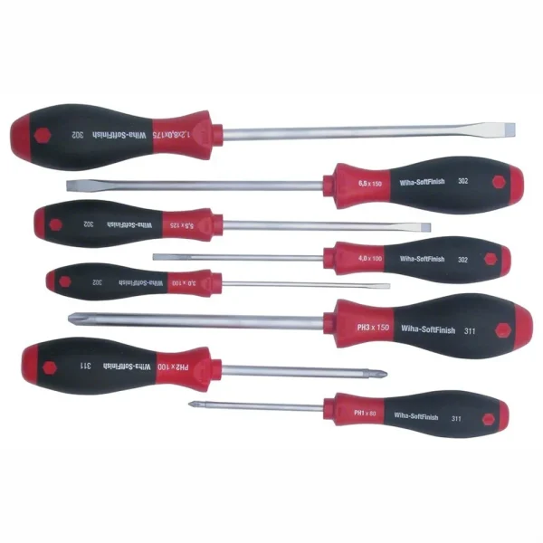 Wiha 8-Piece Slotted and Phillips Screwdriver Set with Soft Finish Handles (30298)
