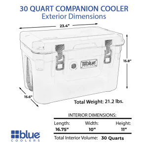 Blue Coolers 30 Quart Companion Series Roto-Molded Cooler (30-4001BX, 30-4001WX, 30-4001GX) - view 4