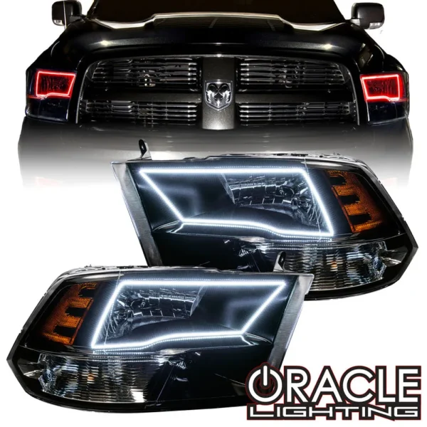 Oracle Lighting 2009-2018 RAM 1500 TRX/SLT Quad Pre-Assembled Headlights – (Black Housing) (7121-001, 7121-330, 7121-...