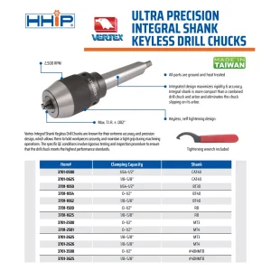 VERTEX 0-1/2″ BT40 INTEGRATED KEYLESS DRILL CHUCK (3701-1054) - view 4