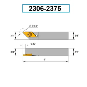 HHIP 3/8″ RIGHT HAND EXTERNAL TKEHR06-16C GROOVING & CUT-OFF HOLDER (2306-2375) - view 4