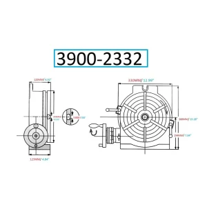VERTEX 12″ HORIZONTAL/VERTICAL ROTARY TABLE (3900-2332) - view 2