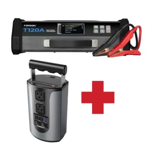 TopDon Tornado 120000 Power Supply / 12 Volt Battery Charger – 16 Feet Cables (TD52130240) + Free Tool
