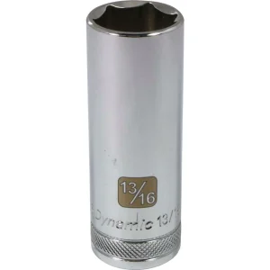 Dynamic Tools 1/2″ Drive 6 Point SAE, 13/16″ Deep Length, Chrome Finish Socket (D016526)
