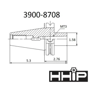 HHIP BT40 V-FLANGE TO MT3 DRILL CHUCK ARBOR (3900-8708) - view 2
