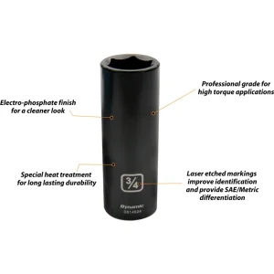 Dynamic Tools 1/2″ Drive 6 Point SAE, 7/8″ Deep Length, Impact Socket (D014528) - view 2