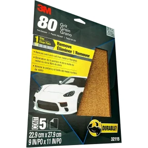 3M 5-Pack 80+Grit 9″ x 11″ Sandpaper (32115) - view 2