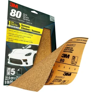 3M 5-Pack 80+Grit 9″ x 11″ Sandpaper (32115) - view 3