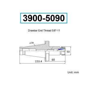 HHIP #40 NMTB ER-32 COLLET CHUCK-DRAWBAR END (3900-5090) - view 3