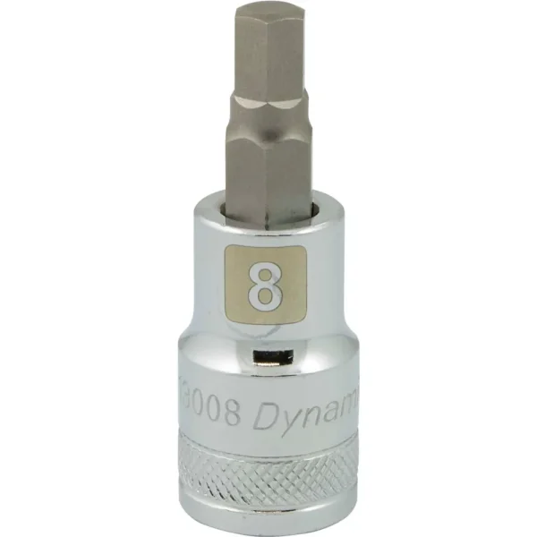 Dynamic Tools 1/2″ Drive Metric Hex Head, 8mm Bit Standard Length, Chrome Finish Socket (D013008)