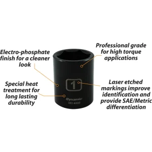 Dynamic Tools 1/2″ Drive 6 Point SAE, 5/8″ Standard Length, Impact Socket (D014320) - view 2