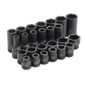 25 PIECE 3/8″ DRIVE METRIC 6 POINT MID-LENGTH AND STUBBY ADV IMPACT SOCKET SET