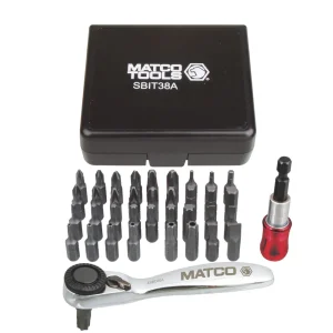 38 PIECE 1/4″ DRIVE MINI RATCHET AND BIT SET