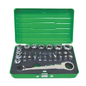 31 PIECE LOW PROFILE MECHANIC TOOL SET – GREEN CASE