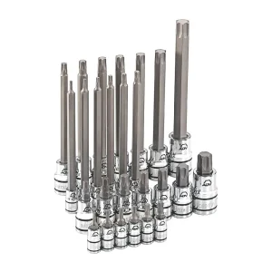 26 PIECE 1/4″ 3/8″ u0026 1/2″ DRIVE STANDARD AND LONG ADV TORX® BIT SOCKET SET