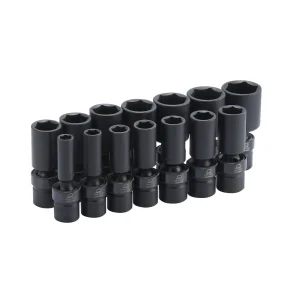 1/2″ DRIVE 14 PIECE SAE 6 POINT ADV DEEP UNIVERSAL IMPACT SOCKET SET