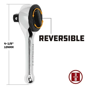Powerbuilt 641514 3/8″ Stubby Ratchet Driver, Silver - view 4