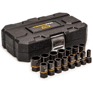 Gearwrench 84783 15 Pc 1/4″ & 3/8″ Drive Bolt Biter Impact Extraction Socket Set
