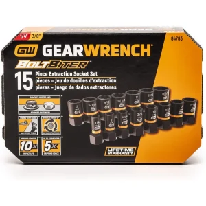 Gearwrench 84783 15 Pc 1/4″ & 3/8″ Drive Bolt Biter Impact Extraction Socket Set - view 4
