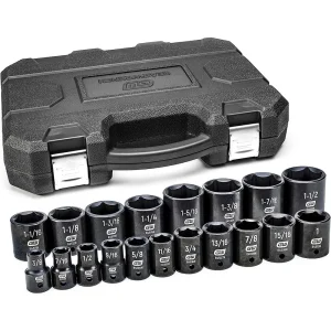 Gearwrench 84932N 19 Pc. 1/2″ Drive 6 Point SAE Impact Socket Set