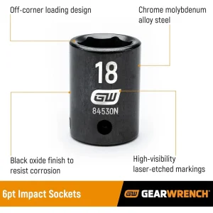 Gearwrench 84932N 19 Pc. 1/2″ Drive 6 Point SAE Impact Socket Set - view 3