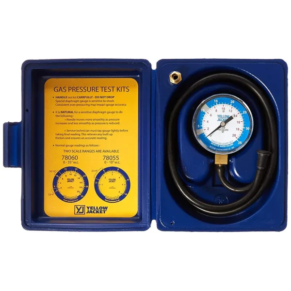 Yellow Jacket Manifold Gauge Kit for Gas Pressure Testing 0-35 W.C. (78060)