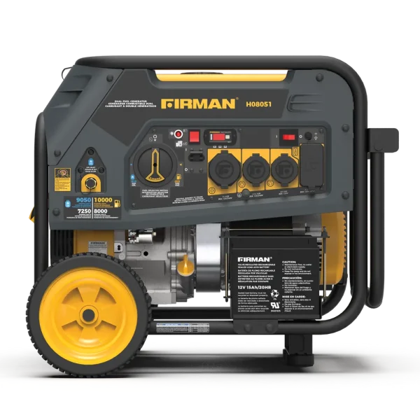 Firman Dual Fuel Portable Generator 10000/8000W Electric Start Wheel Kit 50 ST (H08051)