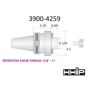 HHIP 1-1/4 X CAT 40 V-FLANGE SHELL END MILL ARBOR (3900-4259) - view 2