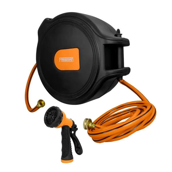 Freeman PWHR1265N 1/2″ x 65′ Retractable Water Hose Reel with Spray Nozzle (PWHR1265N)