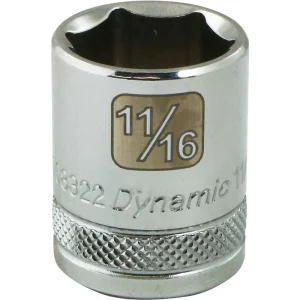 Dynamic Tools 3/8″ Drive 6 Point SAE, 11/16″ Standard Length, Chrome Finish Socket (D008322)