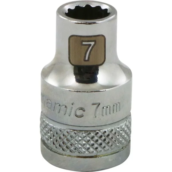 Dynamic Tools 3/8″ Drive 12 Point Metric, 7mm Standard Length, Chrome Finish Socket (D009107)