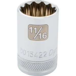 Dynamic Tools 1/2″ Drive 12 Point SAE, 11/16″ Standard Length, Chrome Finish Socket (D015422)