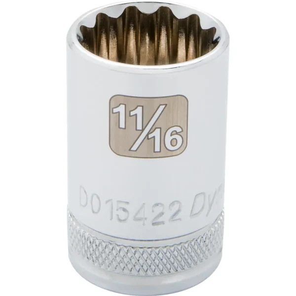 Dynamic Tools 1/2″ Drive 12 Point SAE, 11/16″ Standard Length, Chrome Finish Socket (D015422)
