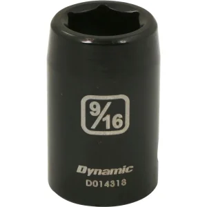 Dynamic Tools 1/2″ Drive 6 Point SAE, 9/16″ Standard Length, Impact Socket (D014318)