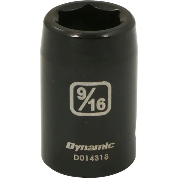 Dynamic Tools 1/2″ Drive 6 Point SAE, 9/16″ Standard Length, Impact Socket (D014318)