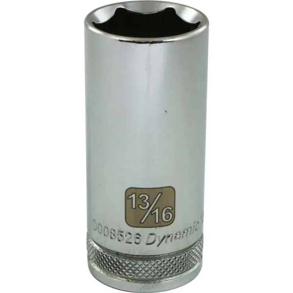 Dynamic Tools 3/8″ Drive 6 Point SAE, 13/16″ Deep Length, Chrome Finish Socket (D008526)