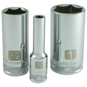 Dynamic Tools 3/8″ Drive 6 Point SAE, 13/16″ Deep Length, Chrome Finish Socket (D008526) - view 2