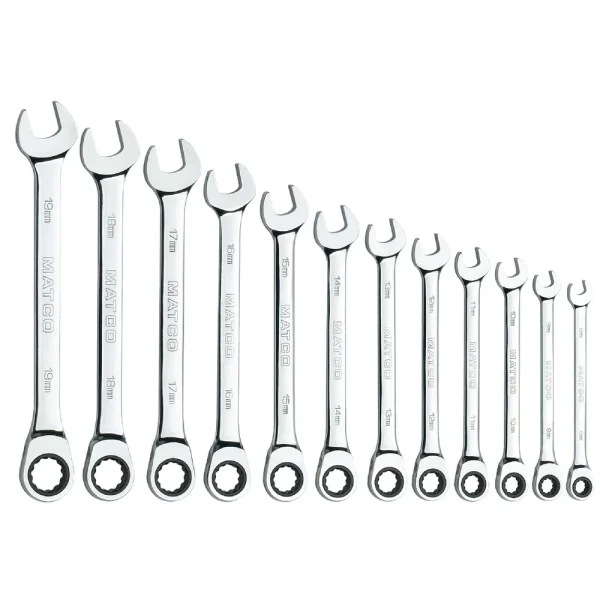 12 PIECE 72 TOOTH METRIC COMBINATION RATCHETING WRENCH SET