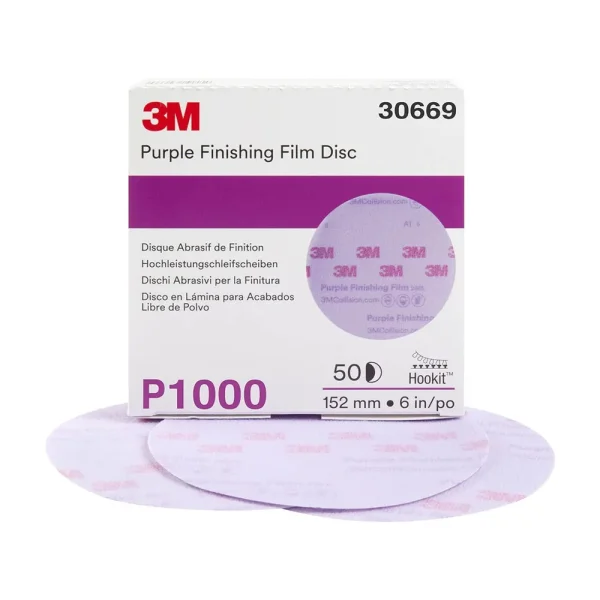 3M 6″ P1000 Hookit Purple Finishing Film Disc (30669)