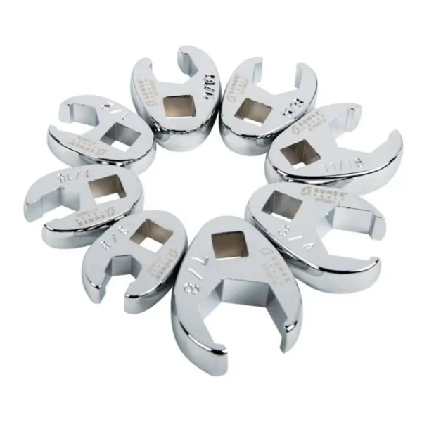 Sunex 3/8″ Dr. 8 Pc. Fully Polished SAE Flare Nut Crowfoot Wrench Set (9708)