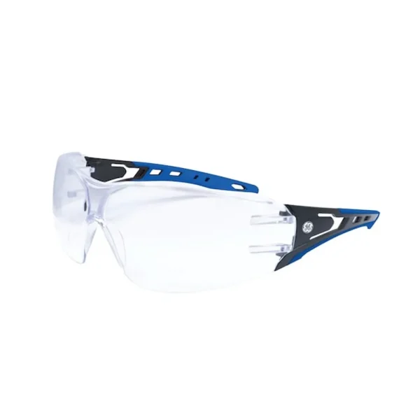 General Electric Black/Blue Safety Glasses Clear Lens Anti-Scratch Anti-Slip Design (GE115C, GE115CAF)
