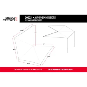 Body Armor Sky Ridge 270 Awning Driver Side w/ Brackets (20023) - view 4