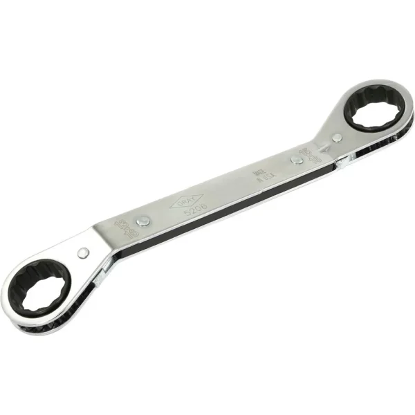 Gray Tools 13/16″x 15/16″ 12 Point, 25 Degree Offset Ratcheting Box Wrench, Mirror Chrome Finish (5206)