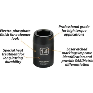 Dynamic Tools 1/2″ Drive 6 Point Metric, 16mm Standard Length, Impact Socket (D014016) - view 2